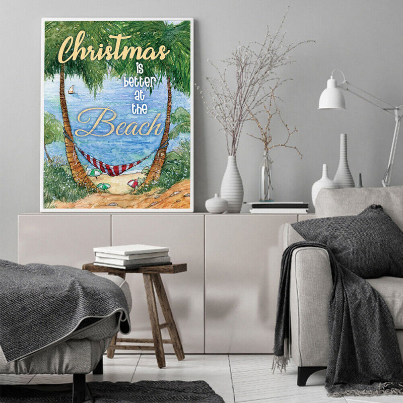 DIY Handmade Digital Picture Seaside Christmas Frameless Oil Painting By Number