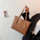 Retro Women Leather Shoulder Bags Pure Color Shopping Bag Large Capacity Handbag