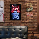 Cats and Gaming Retro Metal Plate Tin Sign Poster Plate Wall Art Home Decor