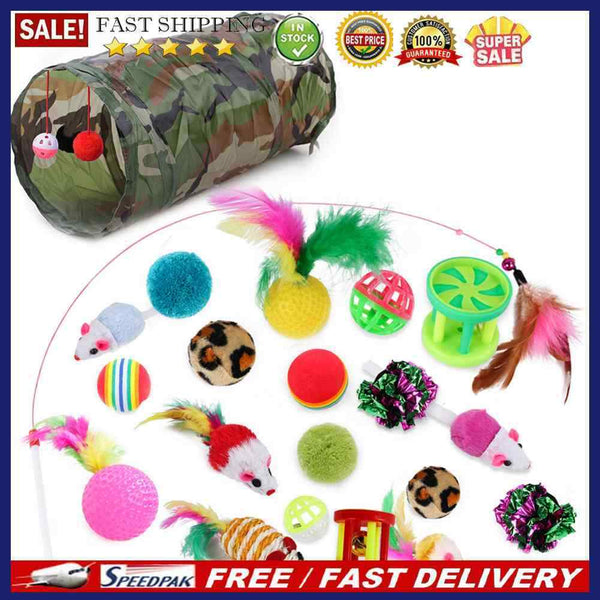 21pcs Pet Supplies Product Interactive Sisal Ball Funny Cat Tunnel Molar To