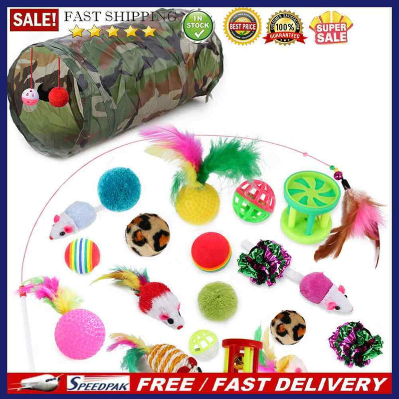 21pcs Pet Supplies Product Interactive Sisal Ball Funny Cat Tunnel Molar To