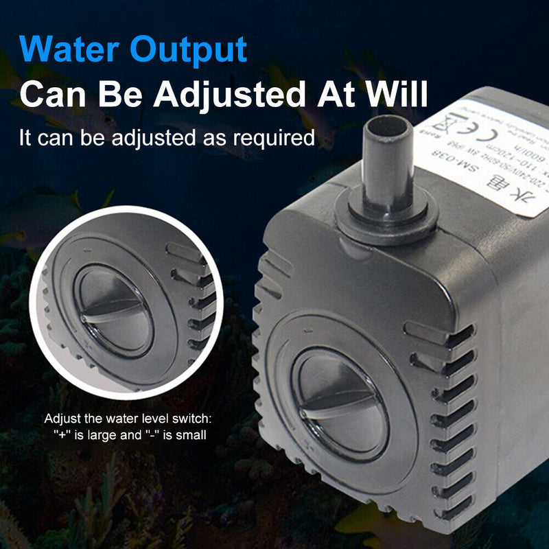 Ultra-quiet 600L/H 8W Submersible Aquarium Circulating Pond Water Fountain