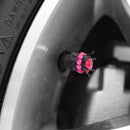 4pcs Car Bling Rhinestone Black Crown Wheel Tire Valve Caps (Rose Red) Newly