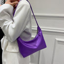 Women Solid Color Messenger Bag Lady Nylon Zipper Crossbody Bag (Purple)