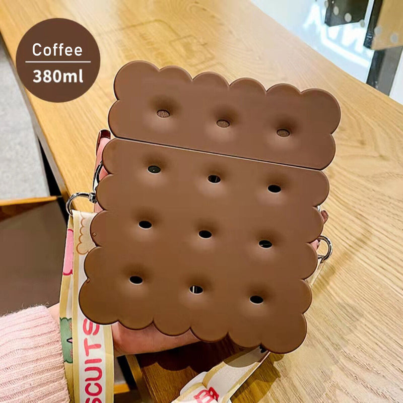 Biscuit Shape Designed Water Cup - Reusable Bottles Straw Design (Coffee)