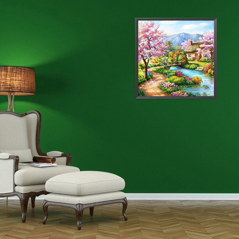 5D DIY Diamond Painting Peach Garden Full Round Drill Mosaic Rhinestone Picture