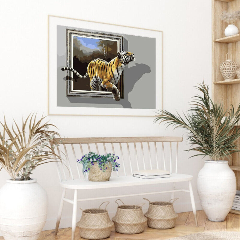#A Tiger Oil Paint By Numbers Kit DIY Acrylic Painting on Canvas Drawing Pictu