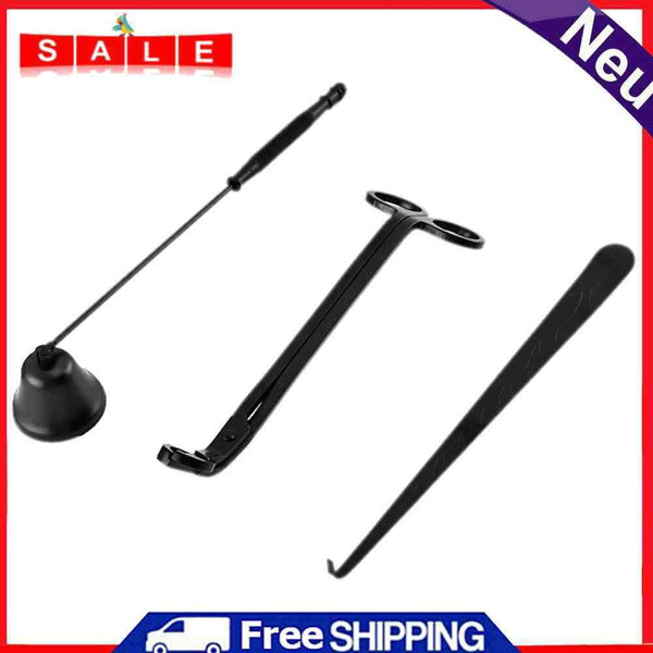 Candle Oil Lamp Extinguisher Kit Stainless Steel Snuffer Hook Cutter Durable Set