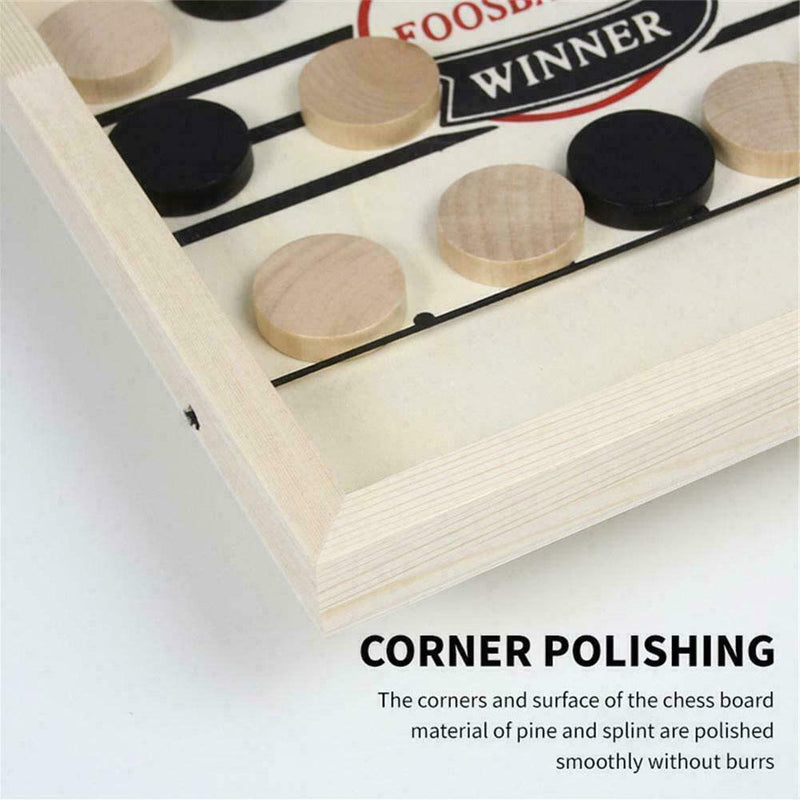 Fun Family Fast Sling Puck Game Wooden Board Table Game Toys Hockey Party M7Y4