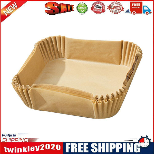 100pcs Air Fryer Paper Liner Mat Steamer Oven Baking Paper Tray (C Beige)