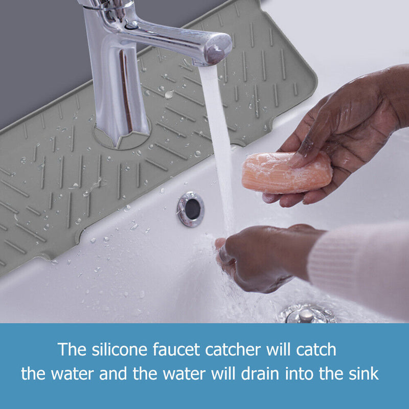 Faucet Absorbent Mat Sink Splash Guard Drying Pads for Kitchen RV (Grey) Newly