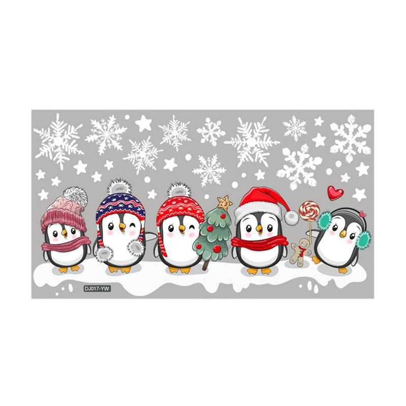 Christmas Penguin Window Glass Stickers Mirror Stickers Snowflake Wall Door~
