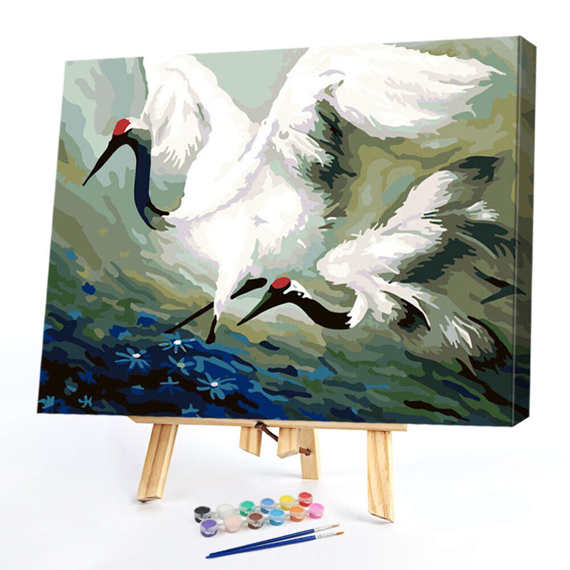 DIY Digital Oil Painting By Numbers Kits Flying Crane Canvas Room Decoration