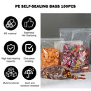 100pcs Zip Bag No Bad Smell Reused Many Times Clear Zipper Seal Storage Bags