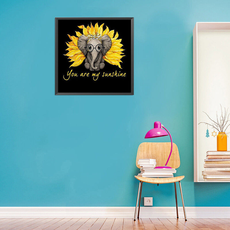 5D Rhinestone DIY Sunflower Elephant Full Round Drill Diamond Painting Craft Kit
