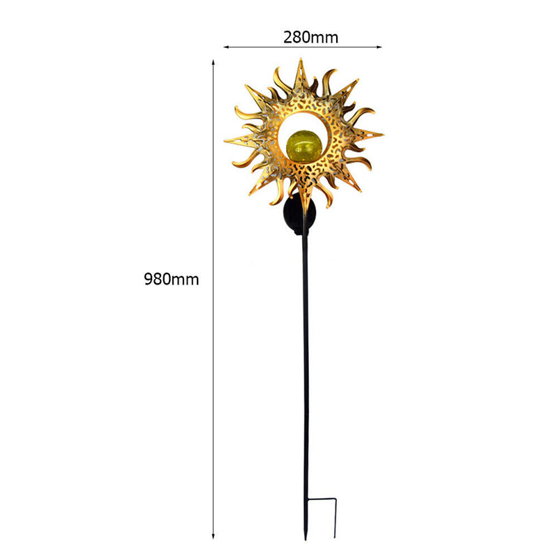 Solar LED Sun Moon Flame Light Retro Iron Landscape Lawn Lamps (C)(Yellow) Newly