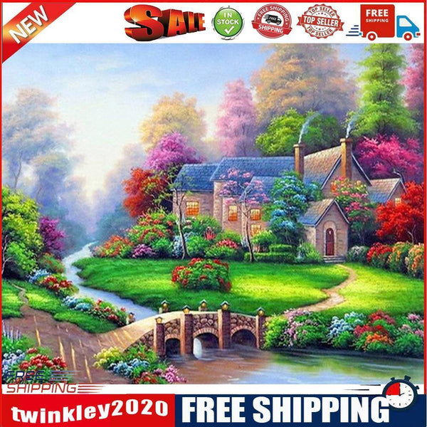 Hand Painted DIY Countryside View Oil Canvas Paint By Numbers Drawing Kit