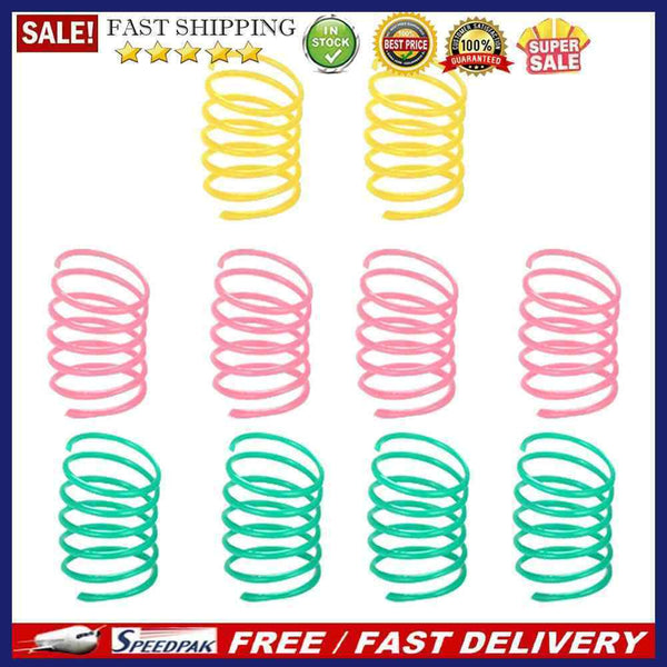 10x Plastic Cat Teaser Colorful Spring Kitten Pet Interactive Flexible Coil