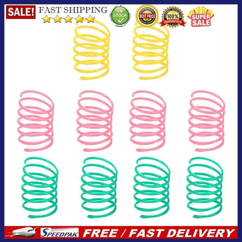 10x Plastic Cat Teaser Colorful Spring Kitten Pet Interactive Flexible Coil
