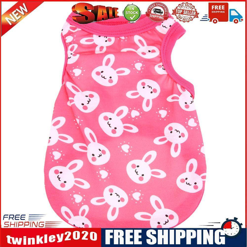 Summer Puppy Small Dog Vest Clothes Pet Shirt (Rabbit Rose Red)(L)