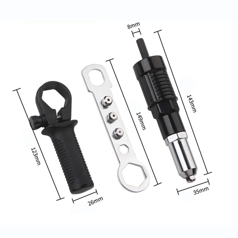2.4-4.8mm Electric Rivet Gun Adapter Insert Cordless Rivet Nut Tools Kit Newly