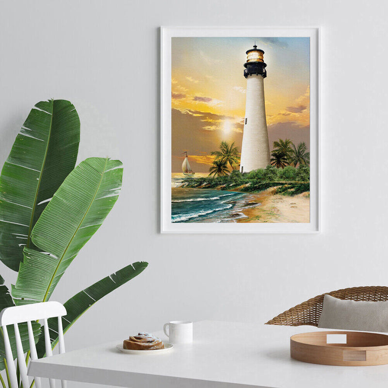 Lighthouse Full Round Diamond Embroidery Rhinestone Painting Mosaic Cross Stitch