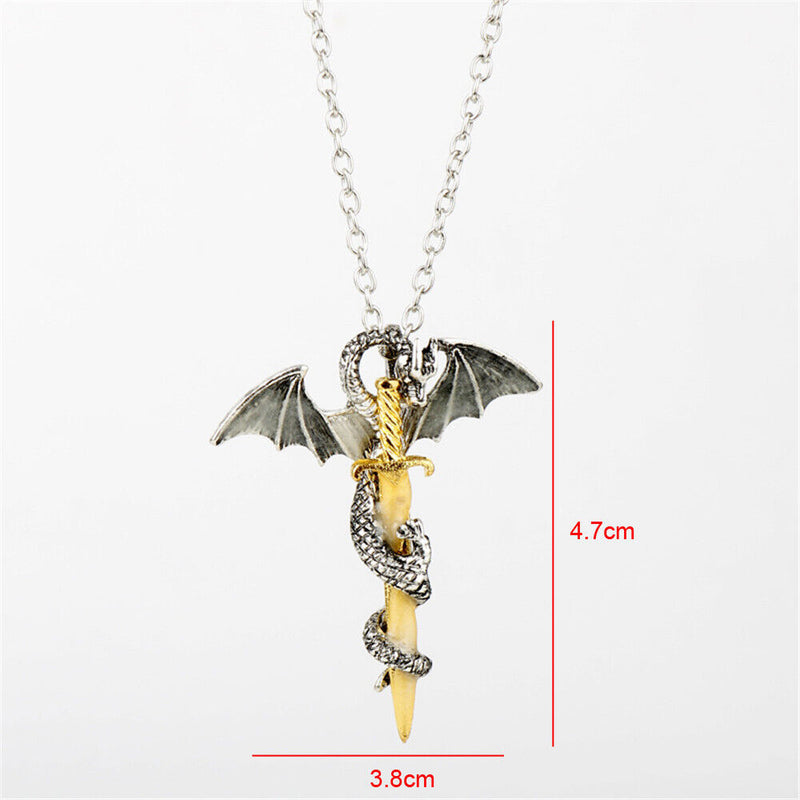 Men Women Glow In The Dark Chain Luminous Dragon Sword Necklace Choker Pendant