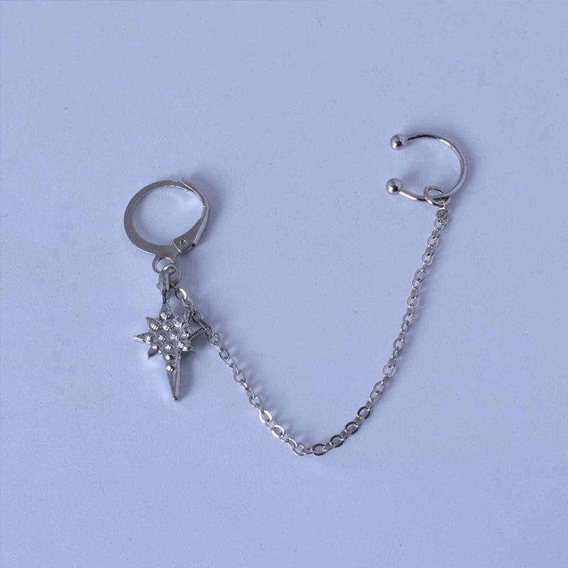 Earring Eardrop Earrings Tassel Chain Six-Pointed Star Diamonds Long Ear Clips