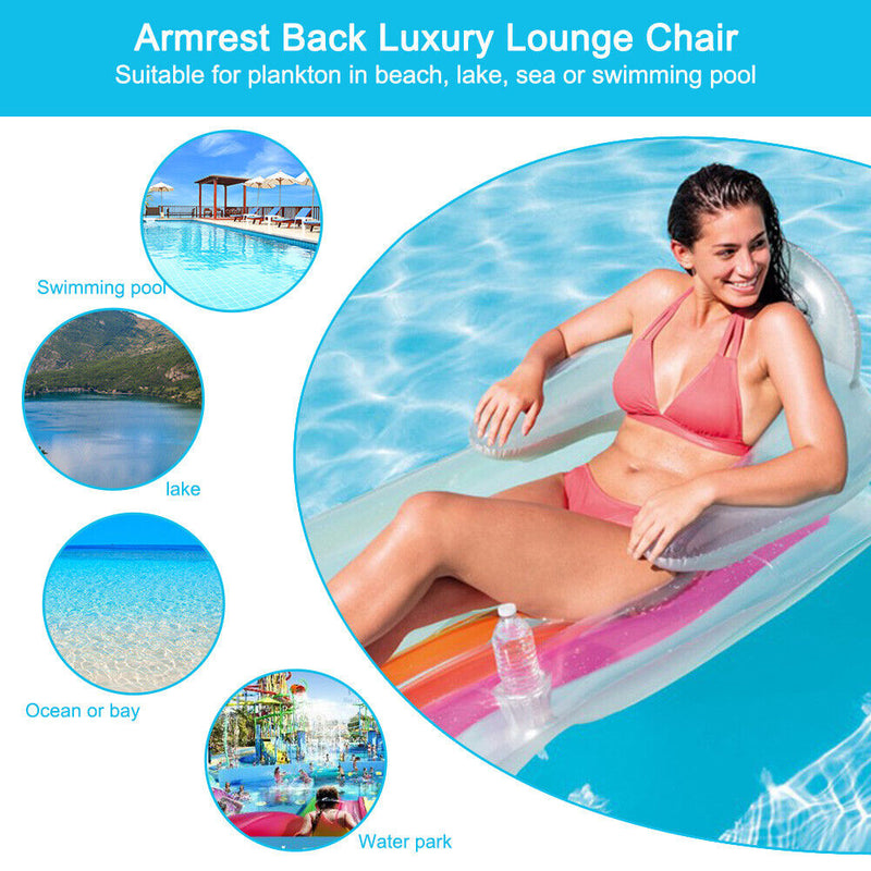#A Swimming Pool Lounge Chair Floating Row Plastic Water Sports Air Mat Toys