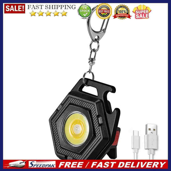 Rechargeable COB LED Keychains Flashlight with Hook 500lm Waterproof Work Lam
