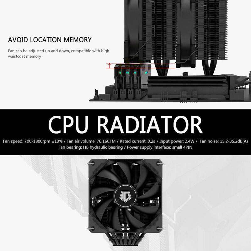 Hydraulic Bearing 7 Heat-pipes CPU Cooler Fan for AMD Intel 4P Radiator Heatsink
