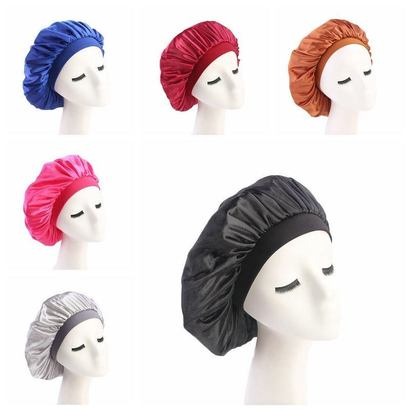 Wide Band Hair Loss Night Sleep Bonnet Headwrap Satin Chemo Cap Stretch Hat