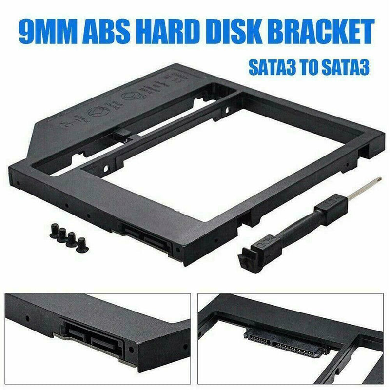 9.0mm Universal SATA 2nd HDD SSD Hard Drive Caddy For CD/DVD-ROM Optica D7K8