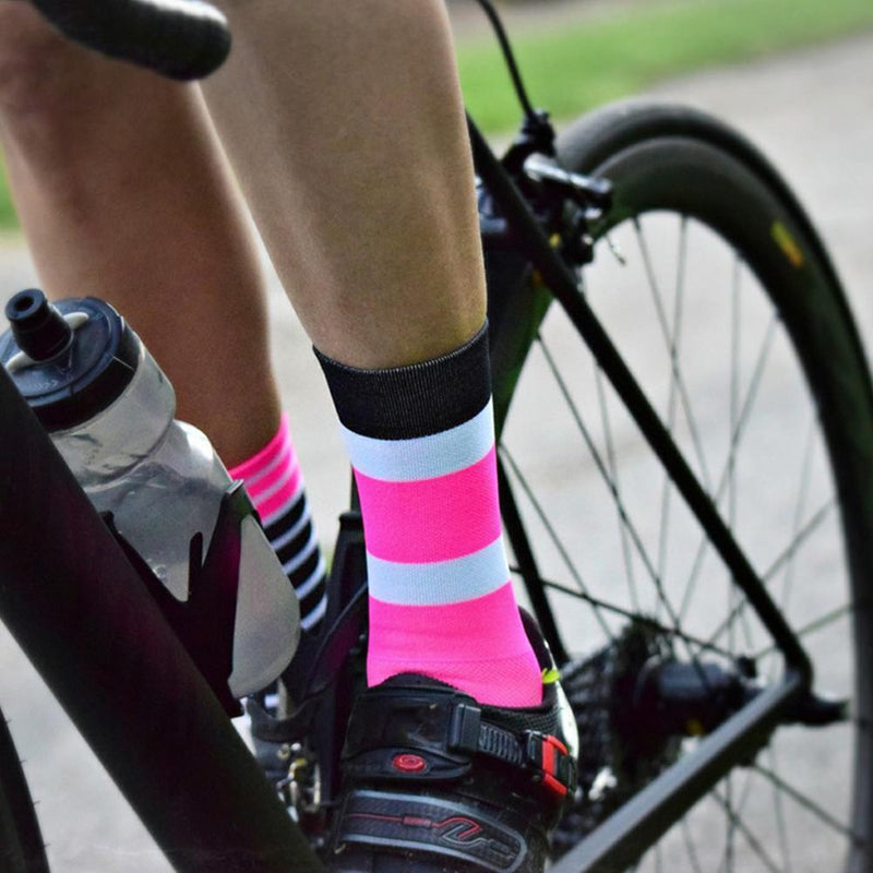 Breathable Striped Cycling Socks Women Men Sports Soccer Running Long Socks
