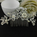Bridal Wedding Flower Pearls Hair Comb Clip Diamante Rhinestone Women's I4 E6B4