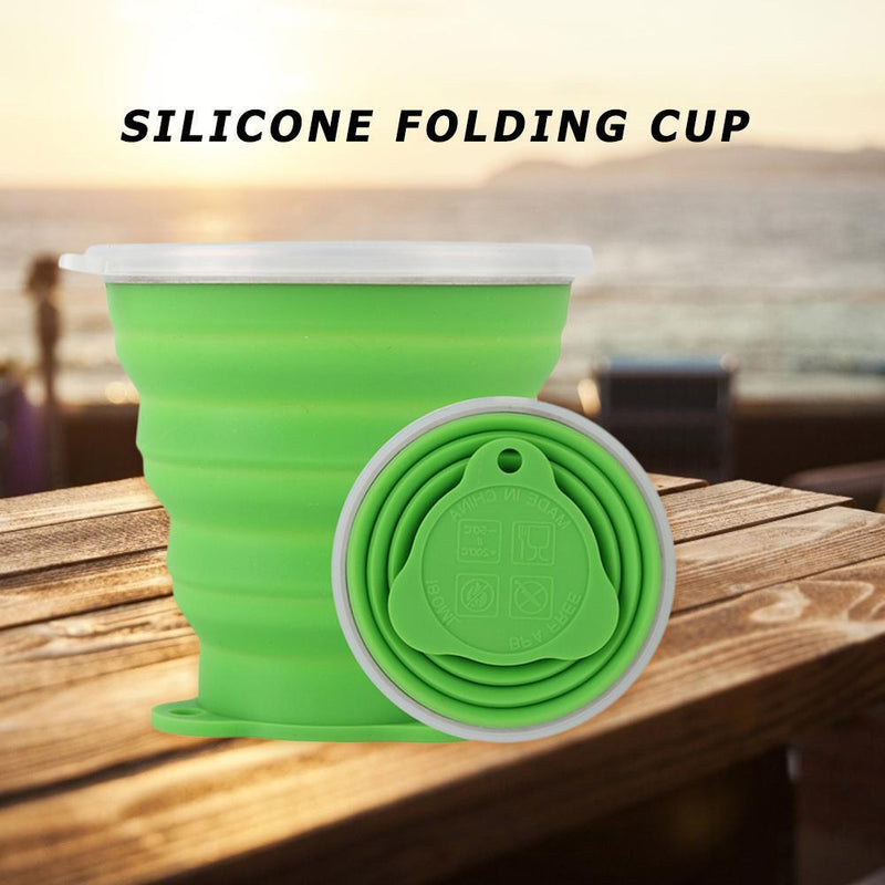Retractable Silicone Cup 270mL Hiking Picnic Drinking Mug Collapsible Water Cups