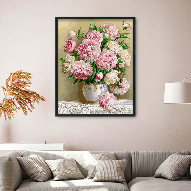 Peony Flower 30x40cm DIY Paint By Numbers Oil Painting Kits Canvas