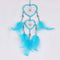 2 Circle Heart Shape Handmade Dream Catcher with Feathers Decor Craft Blue Newly