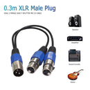 30cm 3-Pin XLR Male to Dual XLR Female Audio Microphone Cable Adapter Wire