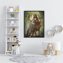 Frameless Girl and Wolf Oil Paint by Numbers Kit Handpainted Art Wall Handicr