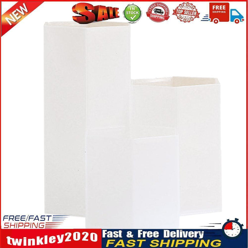 3 Lattices Makeup Brush Storage Box Cosmetics Pen Holder Organizer (White) Newly