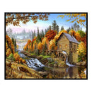 Full Cross Stitch 11CT Autumn Water Mill Counted Embroidery DIY Needlework