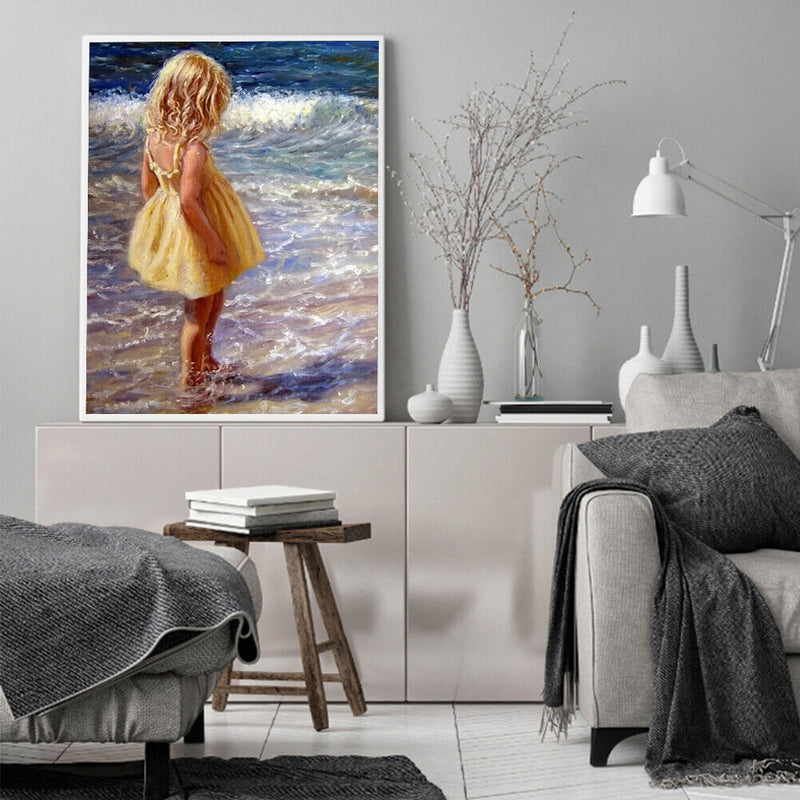 Frameless Oil Paint By Numbers Sea Girl DIY Canvas Picture Craft for Home