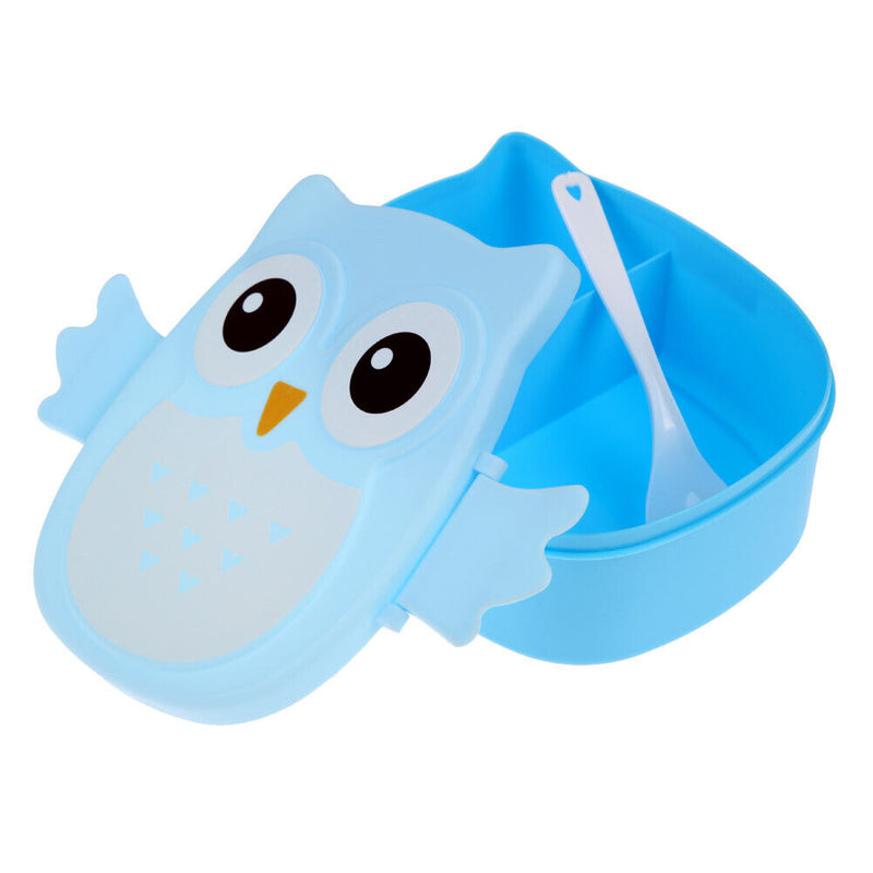 Cartoon Owl Lunch Box Food Fruit Storage Container Portable Bento Box(Blue)