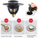 Stainless Steel Bathroom Sink Plug Wash Basin Bounce Drain Filter (Black) Newly