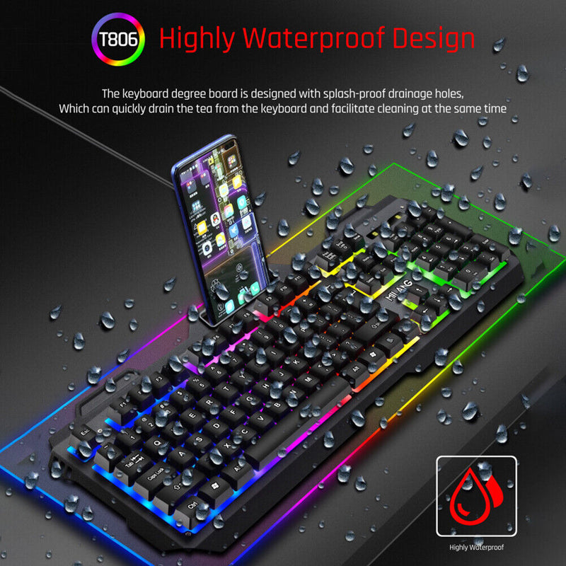 #A Practical Waterproof USB Wired Gaming Keyboard + Mouse Combos Backlit Keycaps