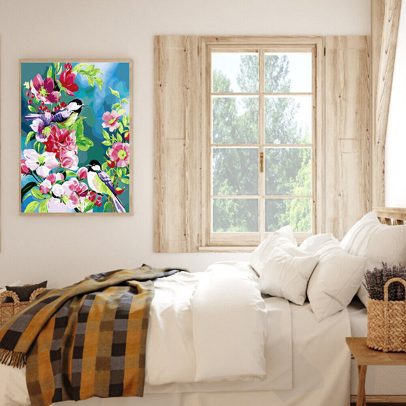 Bird on Branch Partial Oil Paint By Numbers DIY Handpainted Home Decoration Gift