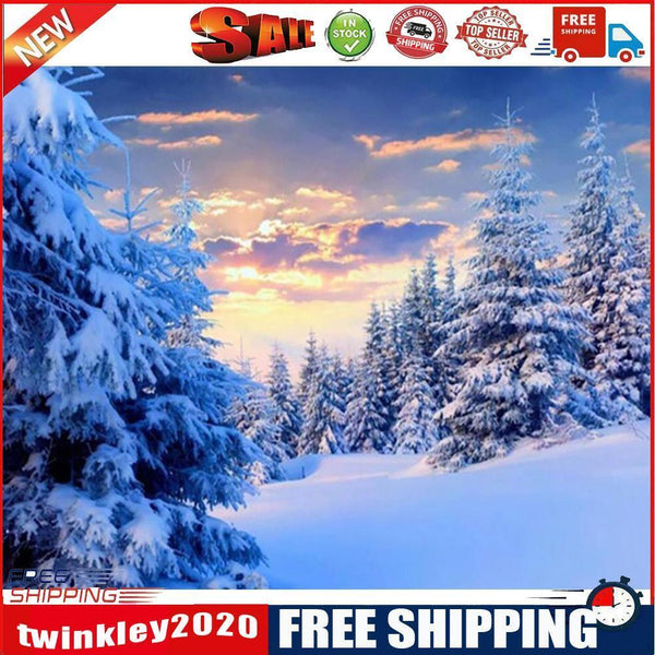 Canvas Paint By Numbers Snow Forest Oil Hand Painted Drawing Kit Home Decor