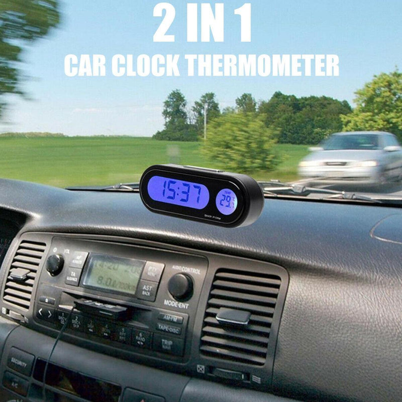 2 In 1 Digital LCD LED Car Electronic Time Clock Thermometer With N, K2N1