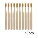 10pcs Environmental Soft Head Bamboo Oral Care Eco Toothbrush(Light Brown)